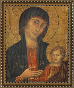 Giovanni Cimabue Framed Paintings - The Madonna in Majesty (Maestà) [detail #1] by Giovanni Cimabue